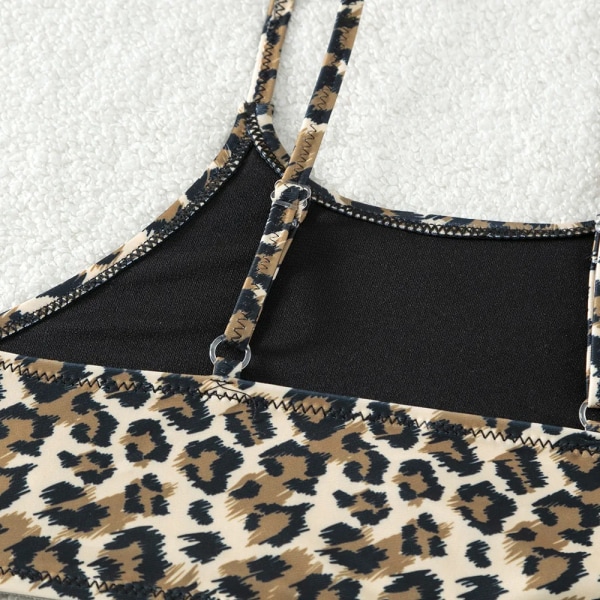 5-14 år barnbaddräkt för tonåring flickor Leopard bikini set delade tvådelade sommar flicka badkläder black 13-14