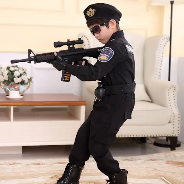 2023 Uusi Lapset Pojat Tytöt Hauskat Poliisit Asuja Lapset Poliisi Uniformu Cosplay Puku Puku Halloween Juhlat Karnevaali Gi Juna black XL