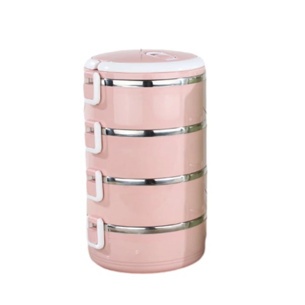 Matlåda i rostfritt stål, staplingsbar läckagesäkra thermal bento-lådor för vuxna barn, bärbar matbehållare för picknick hemma Pink 4