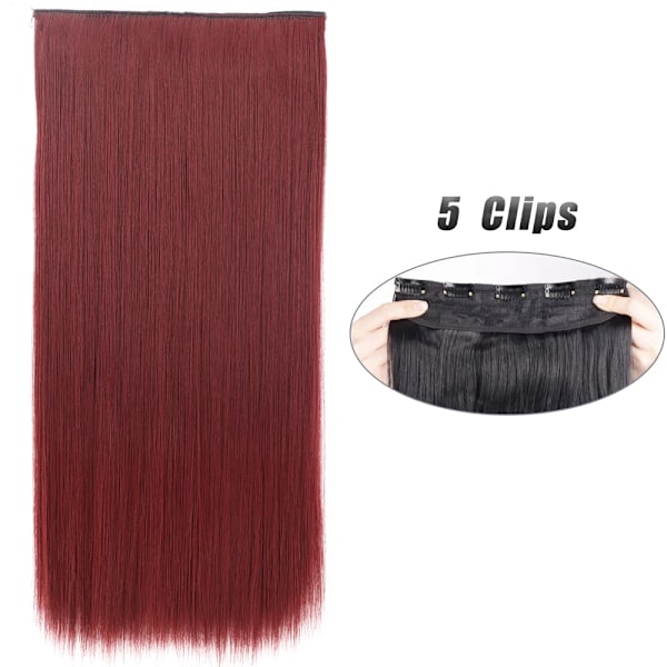 Syntetisk 5 Clip I Hår Extensions Lång Rak Frisyr Hårpiece Svart Brun Blond 80Cm Naturliga Falska Hår För Kvinnor 118 55CM-22inch