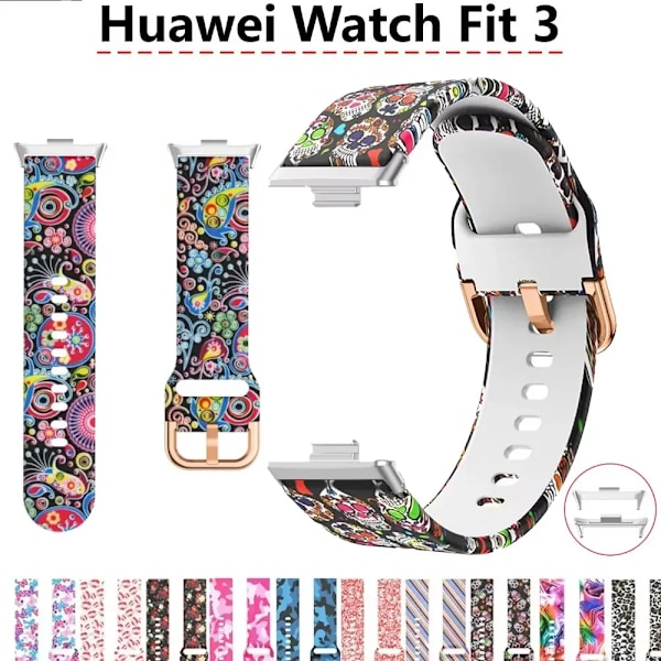 Tryckt gummiband för Huawei Watch Fit 3, armband för smartklocka, ersättningsband, armband, correa Huawei watch fit3 watc band Flaming-red-lips Huawei Fit 3