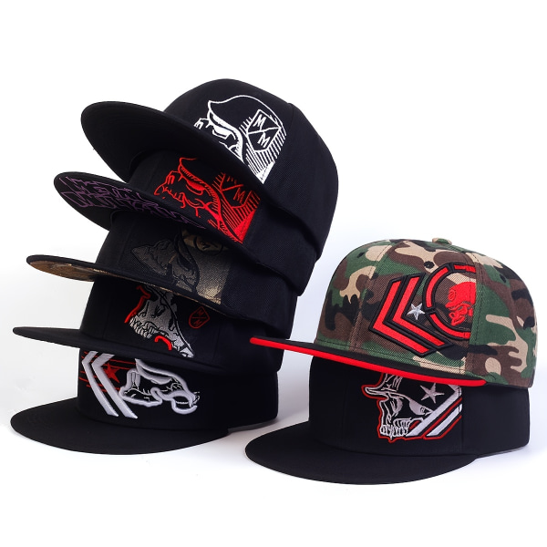 2st Classic Skull Brodery Snapback Hatt Hip Hop Justerbar Unisex Baseball Cap Justerbara Solhattar För Kvinnor & Herr grey