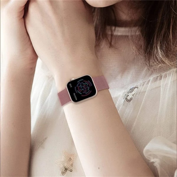 Milanese Loop för apple watch band 44mm 40mm 45mm 41mm 42-38-44 mm band ultra 2 49mm metallband iwatch series 9 8 7 6 SE 5 4 3 Soft pink 51 41mm-40mm-38mm