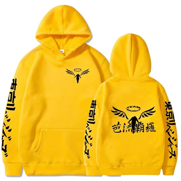 Tokyo Revengers Logo Pullover Casual Oversized Sweater Fashion Lång Ärm Sportswear Unisex Utomhus Träningsdräkter Animee Hoodie. yellow S