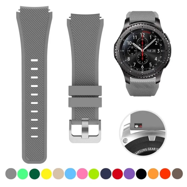 22 mm silikonband för Samsung Galaxy Watch 3 45 mm/Gear S3 Classic/Frontier/Huawei Watch GT 2 3 Pro 46 mm Amazfit GTR/Pace-rem Gray Galaxy watch 46mm