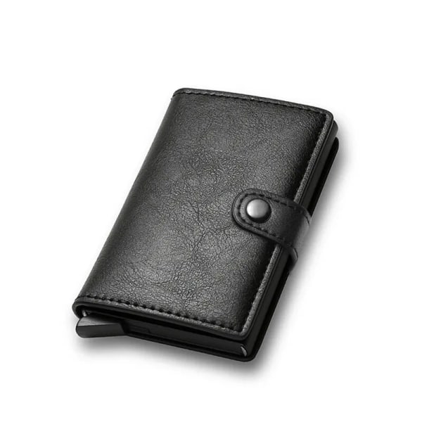 Kolfiber Kreditkortshållare Plånbok Herr Rfid Smart Metal Tunn Slim Pop Up Minimalistisk Plånbok Liten Svart Plånbok Metall Vallet Black