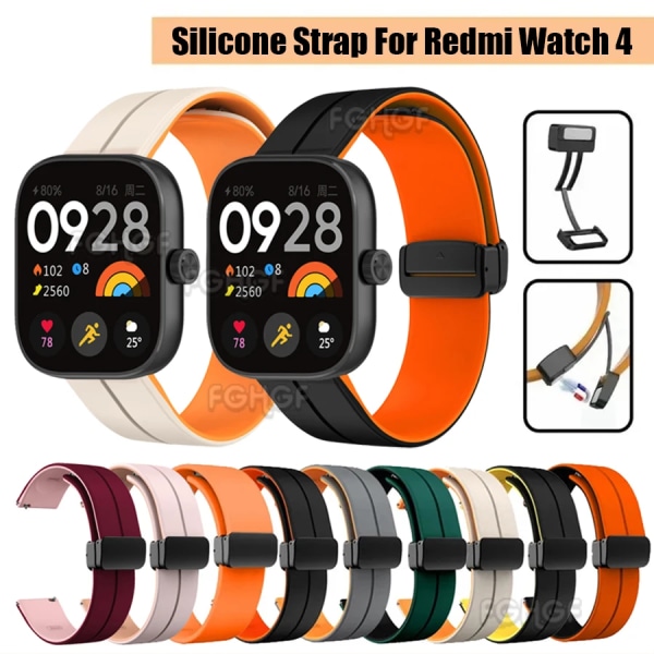 Silikonrem för Xiaomi Redmi Watch 4 Smart Watch Band Tillbehörsersättningsarmband för Mi Band 8 Pro Armband Correa Belt Black For Redmi Watch 4