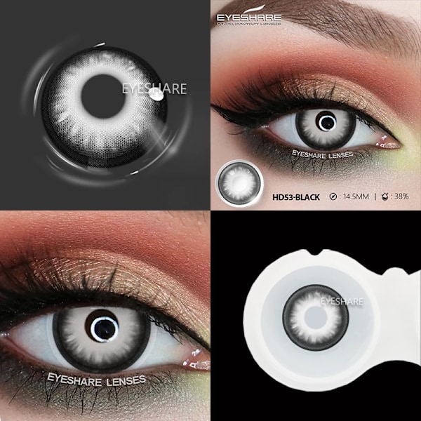 Eyeshare Anime Väriset Piilolinssit Silmille Cosplay Värilliset Linssit Siniset Hullut Halloween Linssit Piilolinssit Beaut Meikki HD53-BLACK 0