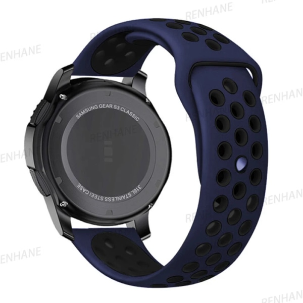 22 mm 20 mm watch för Samsung Galaxy Watch 6 5 4 3 Classic 47 mm 43 mm Pro 45 mm 40 mm 44 mm silikonarmband Huawei GT/3/2 Band Midnight Blue Black Samsung Watch 6 44mm