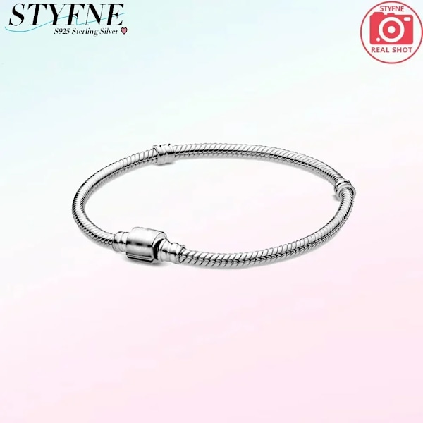 925 Sterling Silver Charm Gnistrande Rose Guld Kärlek Hjärta Sun Moon Diy Beaded Original Armband Kvinnors Fina Smycken Gåva PYB3022 20cm