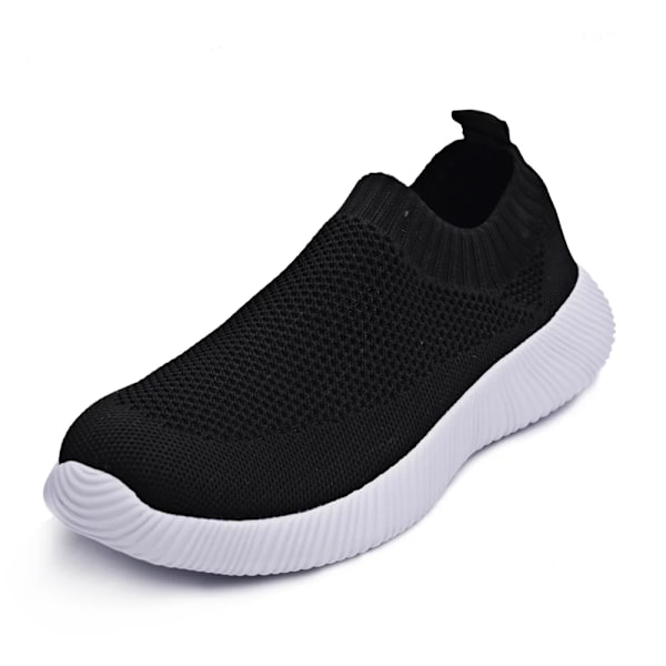 2024 Spring Damer Skor Stickning Sock Sneakers Damer Platta Skor Casual Andlig Sneakers Lägenheter Walking Skor För Kvinnor WHITE 40