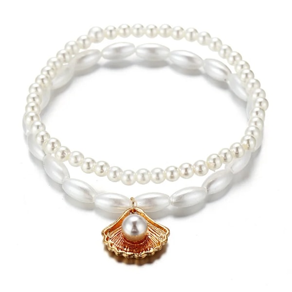 Modyle Ny Mode Bohemian Simulerad Pearl Kedja Bröllop Ankel Armband För Kvinnor Guldfärg Shell Hängande Ankelj Juvelil Gåva 50184