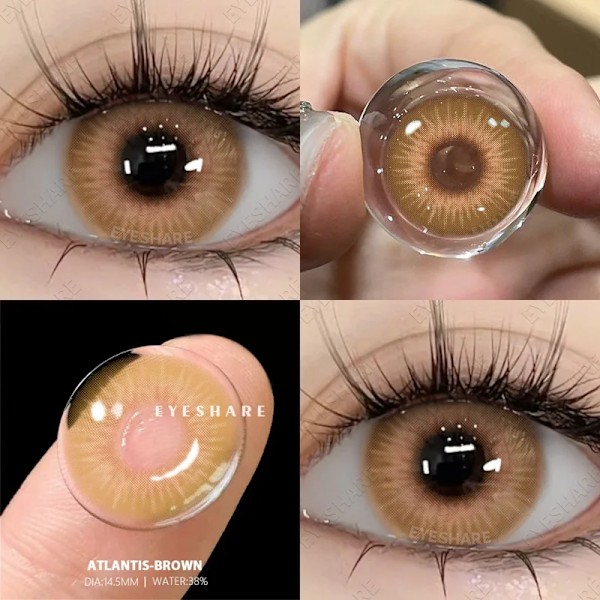 Eyeshare 1Pair/2St Blå Kontaktlinser Til Øjne Grå Linser Øjenfarve Cosplay Grønne Elever Linse Kosmetiske Kontaktlinser Årlige ATLANTIS-BROWN 0