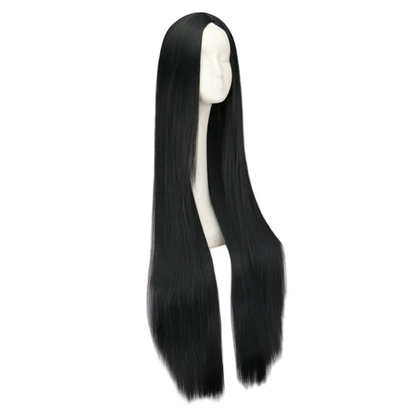 Svart peruk 100 cm/40 tum långa peruker Syntetisk värmebeständig Halloween Carnival Kostym Cosplay rakt hår Natural Color 40inches