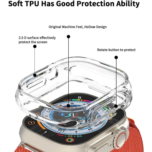 TPU Case Cover för Apple Watch Ultra 49mm Bumper NO Skärmskydd Skyddande reptålig ram för iWatch 8 45mm 41mm Clear series 8 41mm