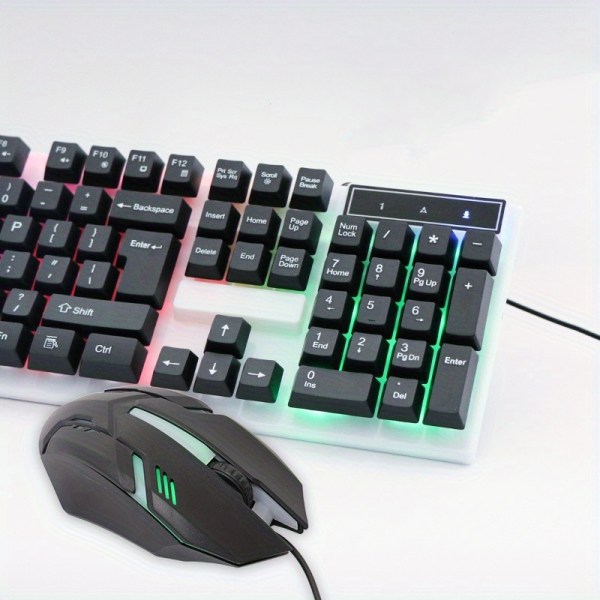 K518 tangentbord och mus set Ergonomisk design med bakgrundsbelysning för kontorsunderhållning Black