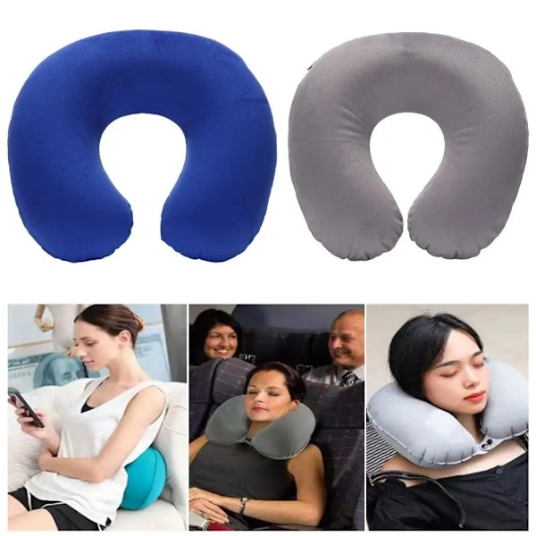 U-muotoinen kaulan tyyny Ilmatäytteinen Väsymys Relief Travel Tyyny Lento Headrest Sleep U-muotoinen tyyny Lentokoneelle Grey Orange One Size