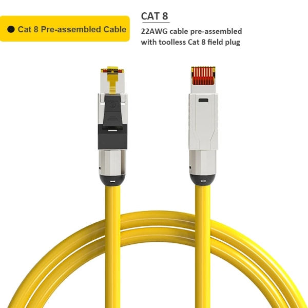 Linkwylan-kabel för anslutning av Ethernet Premium RJ45, patch réseau pre-politique, SFTP Cat8 40GBit Cat7 Cat6a 10G Cat 8 40Gbps 0.5m