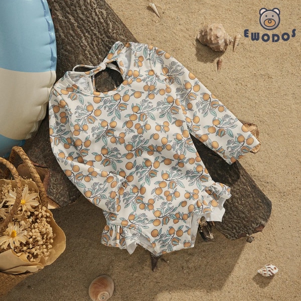 1-4 år Toddler Baby Barn Flickor Söta Sommar Baddräkter Blommönster Print Volanger Badkläder Strandkläder Baddräkt A 6 12M