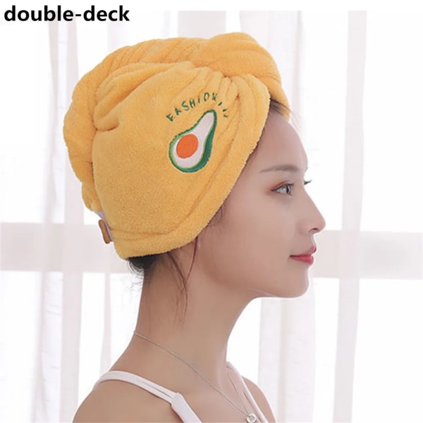 Hårtorka handdukar för flickor Cap Mikrofiberhanddukar för att torka hår Snabbtorkat hår Turbanhanddukar Antifrizz Torrt hår Yellow-Double-Layers