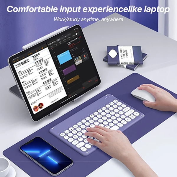 Langaton näppäimistö Apple Xiaomi Huawei Samsung Bluetooth-hiirelle Ios Android Windows -järjestelmälle Pyöreät näppäinhatut Suuret akut English set