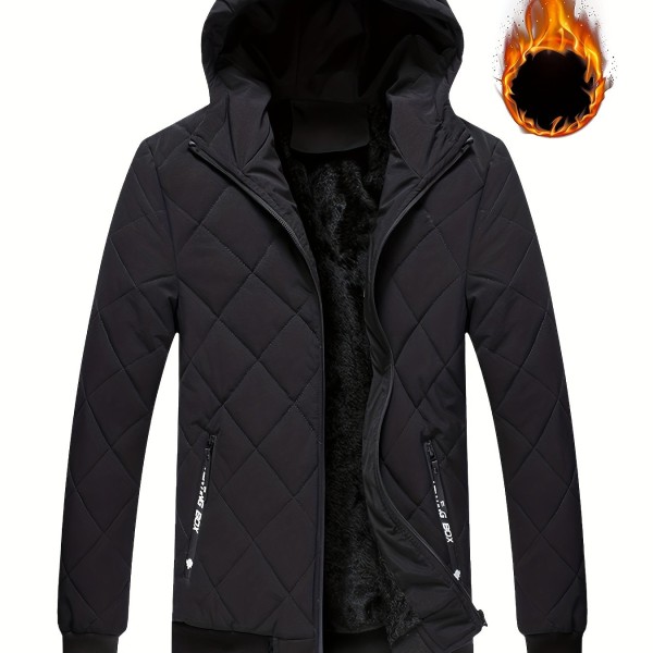 Warm Fleece Windbreaker Huvjacka, Zipper Pockets Jacka för höst och vinter 008 Black S(46)