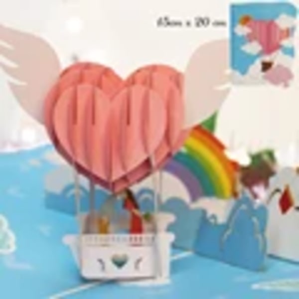 Hot 3D Kreativt Kort til Kone og Ven Valentinsdag Gave Bryllupsinvitation Tilpasset Kort Tak Postkort Engros Hot Air Balloon