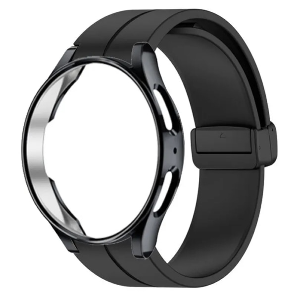 Original Silikonrem+ Case För Samsung Watch 4/5 40 44mm Watch 5 Pro 45mm Magnetiskt spänne Band Galaxy Watch 4 Classic 42 46mm black Galaxy watch 5 40mm