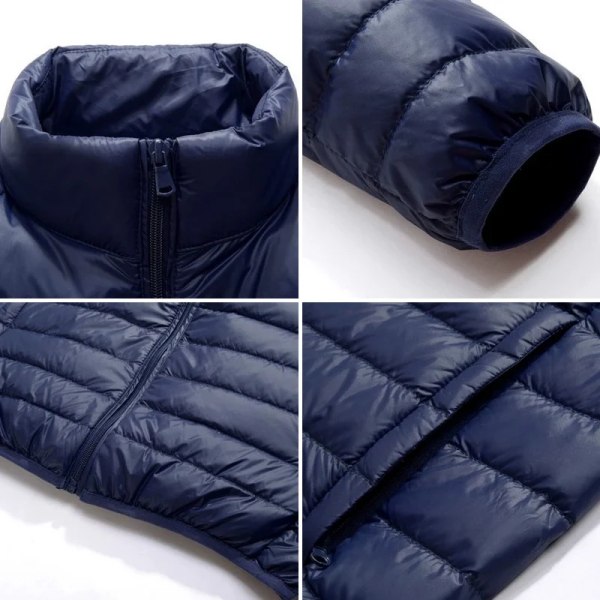 Höst och vinter Ny lätt dunjacka med solid stående krage Casual och mångsidig varm dunjacka för män och kvinnor royal blue 2XL 65-70KG