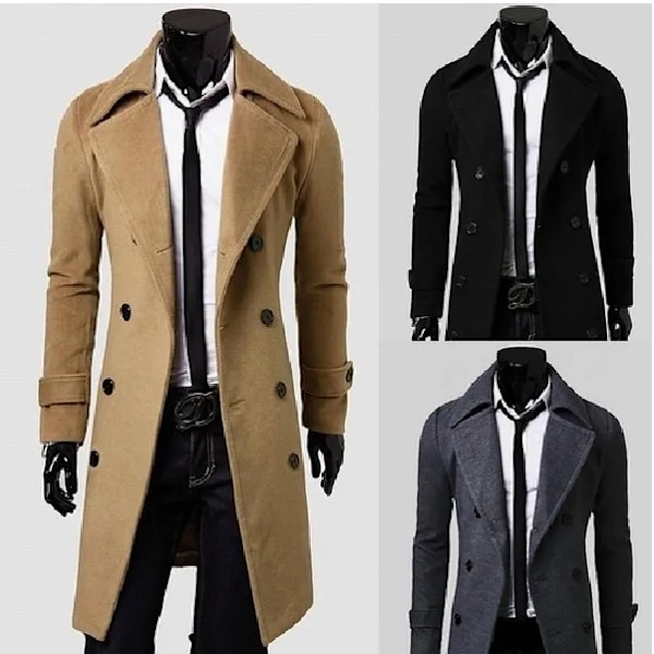 M-4XL 2024 Ny Mænds Dobbeltradet Trenchcoat Mid-Længde Trendy Slim Casual Coat Trenchcoat Trench Rock Jakke Jakke. Æst Camel color XL