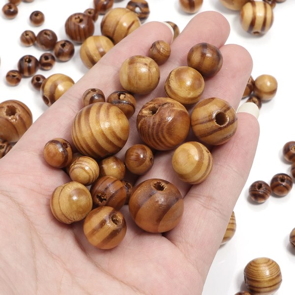 20-300 st/lot Naturlig furu Pärlor Rund Rand Spacer Ball Bead för DIY Armband Halsband Smyckenstillbehör 20mm(20pcs)