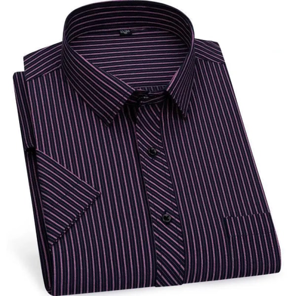 Sommar ny affärskortärmad skjorta för män casual icke-strykning högkvalitativ formell randig klänning som andas smal 4 43