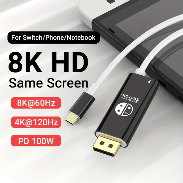 Bärbar för Switch Dock USB Typ C till Displayport Konverteringskabel Adapter För TV Dockningsläge Kompatibel med Nintendo Switch/OLED, Steam Deck Red And Blue