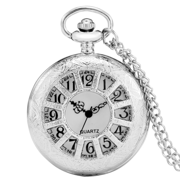 Silver Hollow Quartz Watch Vintage Analog Halsband Watch Tröja Kläder Tillbehör Present För Kvinnor Män Silvery