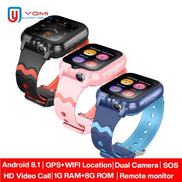 Kids Smart Watch D35 1G+8G Vattentät Dubbla Kameror Bluetooth Musik WhatsApp Videosamtal SOS Ring Android GPS Smartwatch med sim Blue2 Asian version