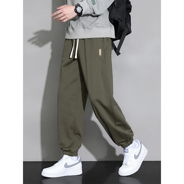 Plus Storlek Mäns Svettbyxor 8Xl 7Xl 6Xl Sportkläder Elastisk Midja Casual Baggy Byxor Svart Ge Bomull Joggers Manliga Lös Byxor army green 7XL (42-44)