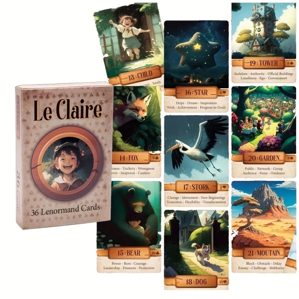 Le-Claire Lenormand kortlekskort, spåspel för fest, Oracle-kort i fickstorlek, 36-kort