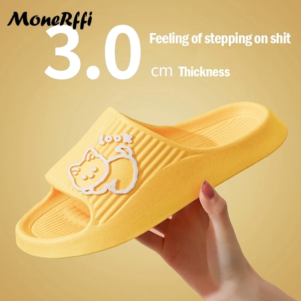 Cloud Tøfler Til Mænd Kvinder Sko Strand Slides Tegneserie Frø Flip Flops Flade Sandaler Badeværelse Anti-Slip Sko Man Co Uple Slippername B Yellow 44-45(Fit 43-44)