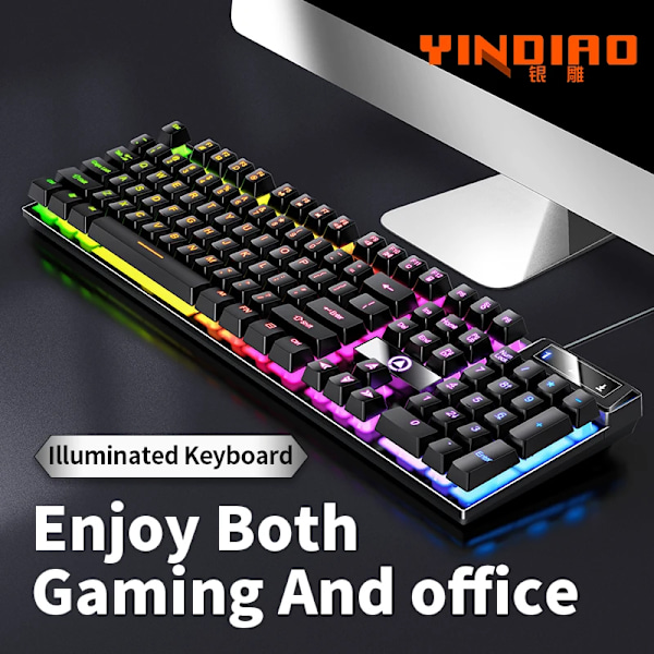 Yindiao Tangentbord Gaming Kablar Laptop Desktops Pc Dator Kontorstillbehör Lågt Profilspel Tangentbord Med Numpad White and Blue Pairs