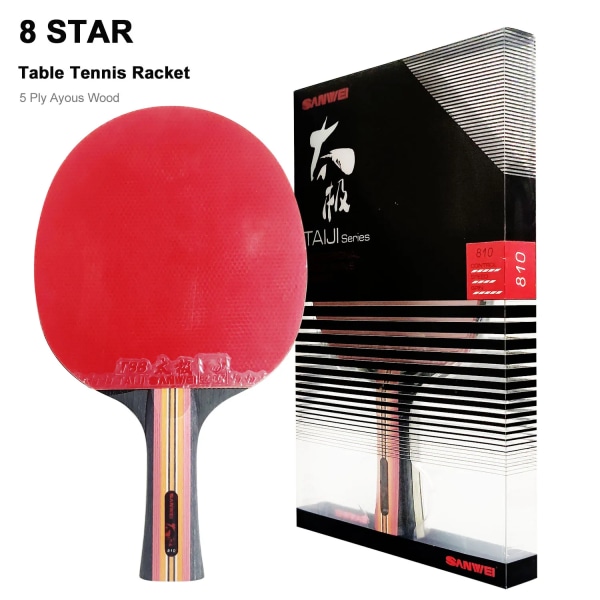 Taiji 7 8 9 Star Bordtennisracket Professionell Trä Kol Offensiv Ping Pong Racket Sticky Gummi Snabb attack 8 Star FL grip(long)