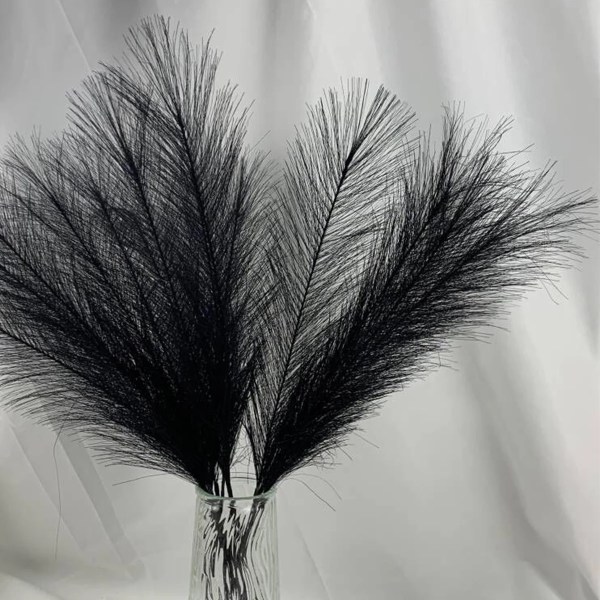 7st Fluffig Pampas Gräs Boho Dekor Blomma Fake Plant Reed Simulerad Bröllopsfest Hemdekoration Konstgjorda blommor black