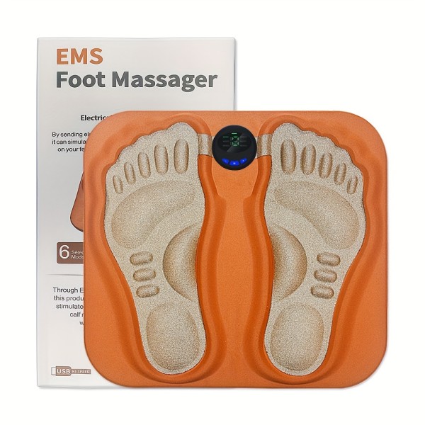 EMS 3D fotstimulatormassageapparat, matt-fotmassagerdyna - hopfällbar elektrisk massagemaskin för fötter och vader med 6 lägen och 15 intensitetsnivåer