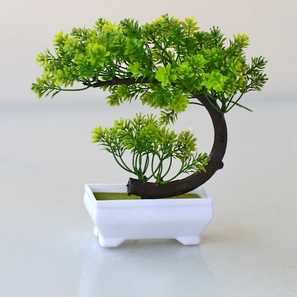 Simulerad Bonsai-träd Mini Plastkruka Konstgjorda Växter Bonsai Sakura Snöbollsträd Trädgårdsarrangemang Borddekoration A1