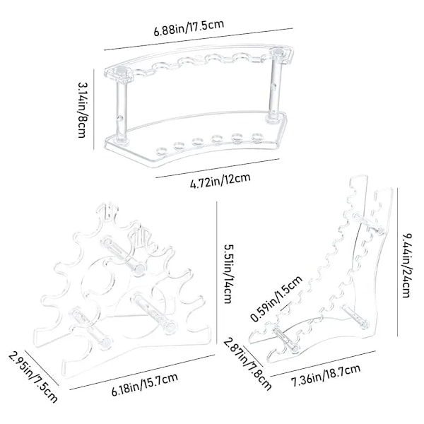 6/12-Slot Akryl Penneholder Display Stativ Gennemsigtig Makeup Pensel Rack Organizer Holder Neglebørste Øjenbryn Fountain Pen Ra Ra Ra Ra Neglebørster Vis black