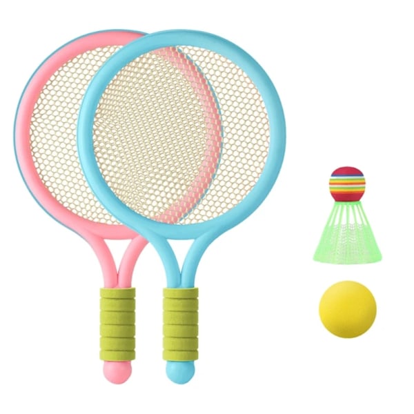 Kids Badminton Rackets Set Lightweight Children Tennis Badminton Toy Children Tennis Racquets with Balls for Family Game Pink Blue