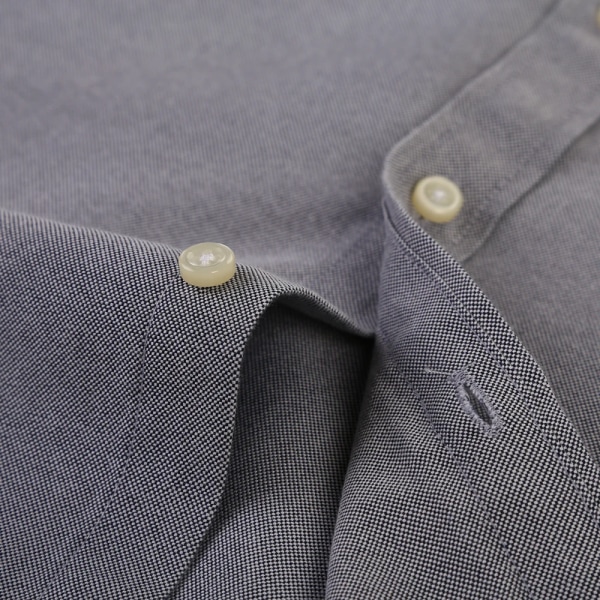 Herrmode långärmad massiv Oxford-skjorta Single Patch Ficka Enkel design Casual Standard-fit Button-down krage skjortor GRAY 38