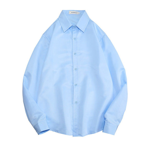 2023 Hösten Hongkong Style Trendy Mäns Långärmade Skjorta Ny Korean Style Inner Top Artistic Student White Shirt Base Red S