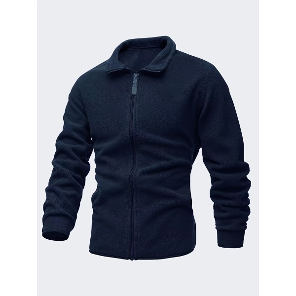 Taktisk dubbelsidig fleecetröja för män, Casual Zip Up Coat för höst och vinter Navy Blue XXXL(56-58)