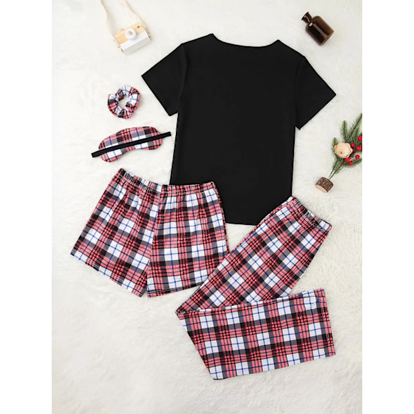 5 Pcs Kvinnors Pyjamas Set Mindre Sömnkläder Nattkläder Homwaer Duk Black XL