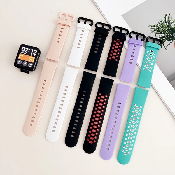 Silikonarmband för Xiaomi Mi Watch 2 3 Lite Mi poco Watch band för Redmi watch 2 Lite 3 Active Wrist Redmi watch 3 lite Armband B-Black Blue Redmi watch 3